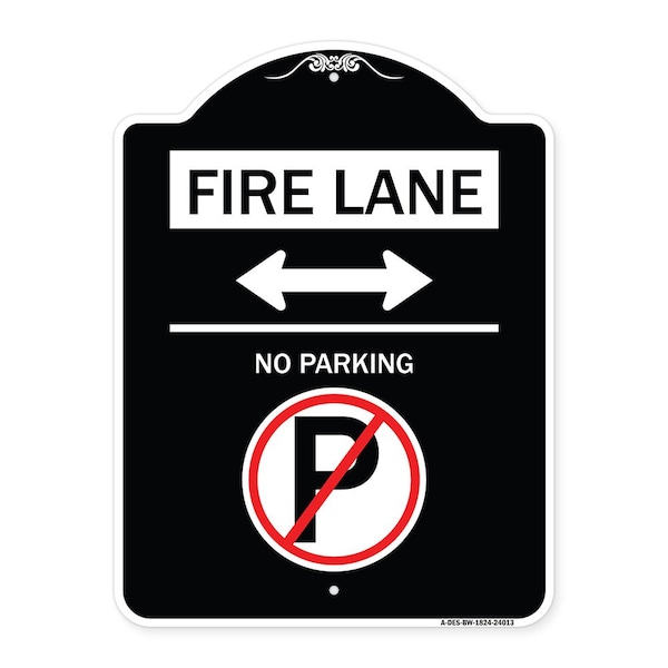 Signmission Fire Lane No Parking Heavy-Gauge Aluminum Architectural Sign, 24" x 18", BW-1824-24013 A-DES-BW-1824-24013 - main